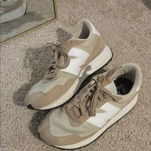 New Balance Beige and White Sneakers